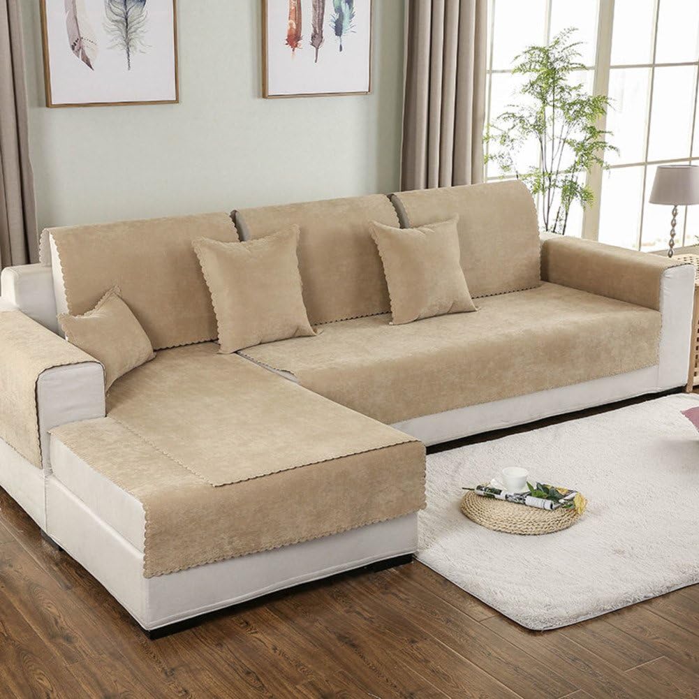 Solid color cotton sofa cover protector,Waterproof sofa cushion urine pet cloth all-inclusive thickened seasons universal sofa cover sofa cover non-slip machine washable-F 50x70cm(20x28inch)