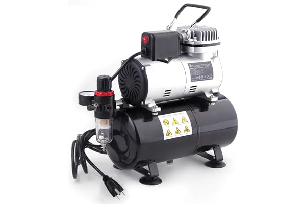 Timbertech Professional Upgraded Piston Airbrush Compressor with Motor Cool Down Fan ABPST08, Max 57PSI, Quiet Airbrush Compr