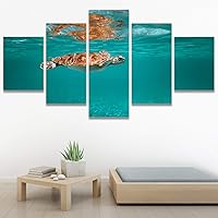 SIGNWIN 5 Panel Canvas Wall Art Modern Art Multicolor Nautical Photography Relax/Calm Reptiles Turtle for Home Decorations Ready to Hang - 60