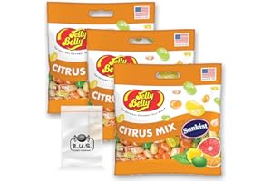Jelly Belly Sunkist Citrus Mix Jelly Beans- 3 Pack -3.5 oz each, Beverage Jelly Beans comes with 1 R.U.S. Candy Company pocket size travel bag
