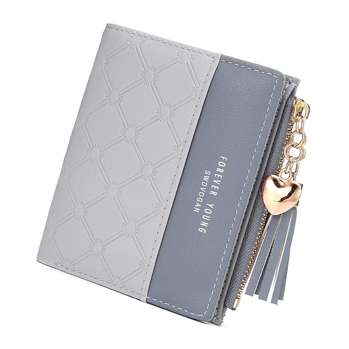 JOSEKO Damen Geldbeutel, Quaste PU Leder Portemonnaie Multi Slots Kleine Brieftasche Schlanke Kartenhalter Geldbörse Für Frau