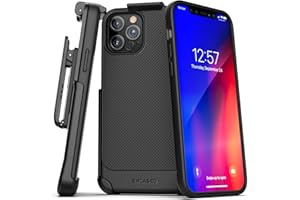 Encased iPhone 12 Pro Max Belt Clip Case (Thin Armor) Slim Grip Cover with Holster - Black
