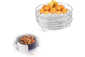 8 Inch Air Fryer Rack, 3 Layers Stainless Steel Air Fryer Basket, Stackable Cooling Racks, Air Fryer Accessories Fit for 4.2-