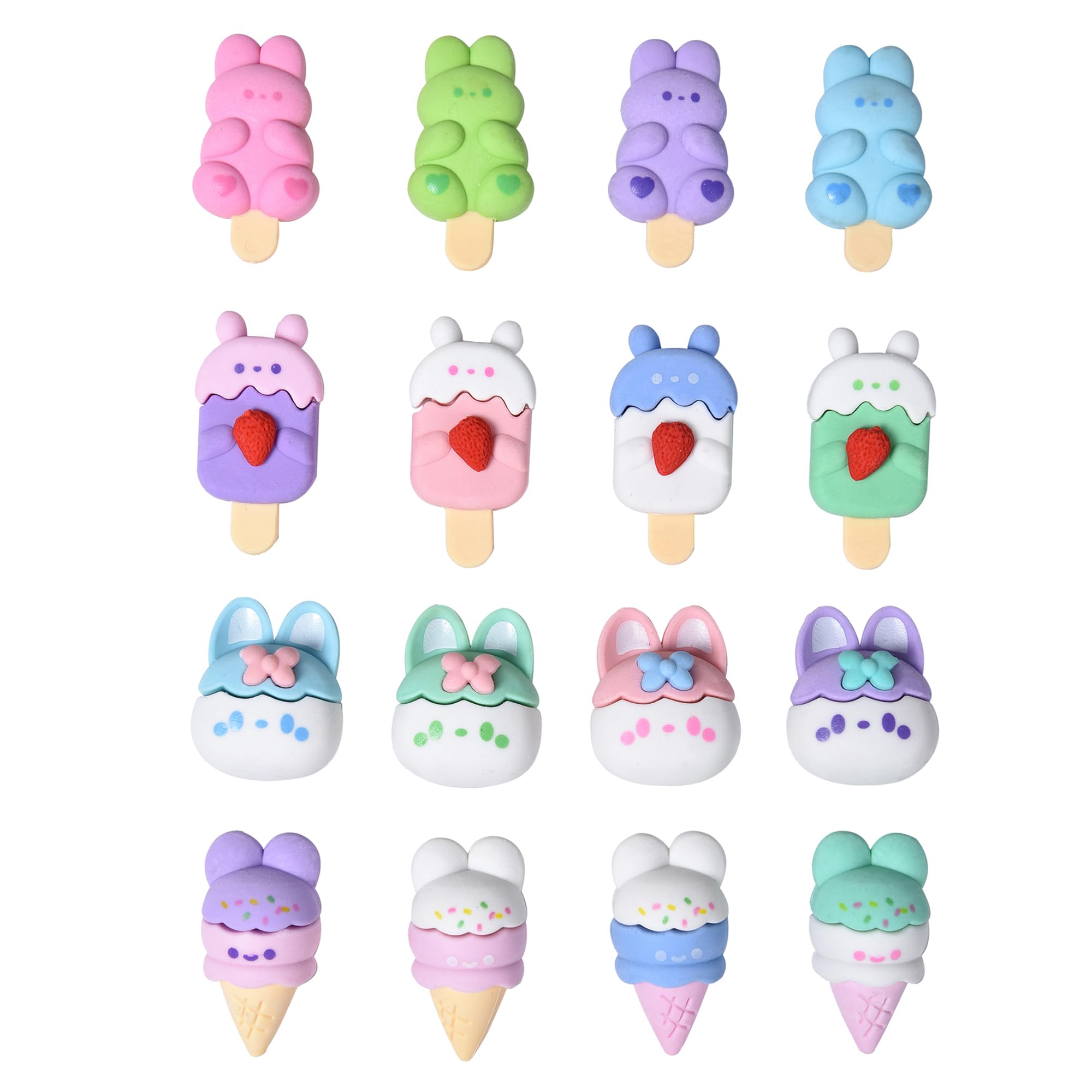 Photo 1 of HILAZA 16 Pcs Ice Cream Erasers for Kids, Cute Animal Erasers for Girls, Cool Fun Puzzle Food Erasers for Ice Cream Themed Party Favors