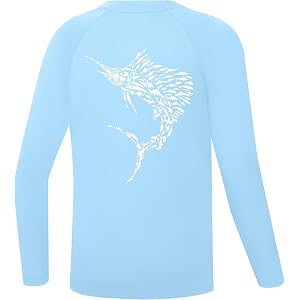 Twekfish Boys Fishing Shirt Long Sleeve, UPF 50+ Kids UV Protection Rash Guard, Youth Quick Dry Swim Shirts for Beach Surf
