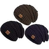 Womens Beanies for Winter 3 Pack, Slouchy Beanies for Women Oversized Knit Warm, Winter Hats for Women Thick for Cold Weather