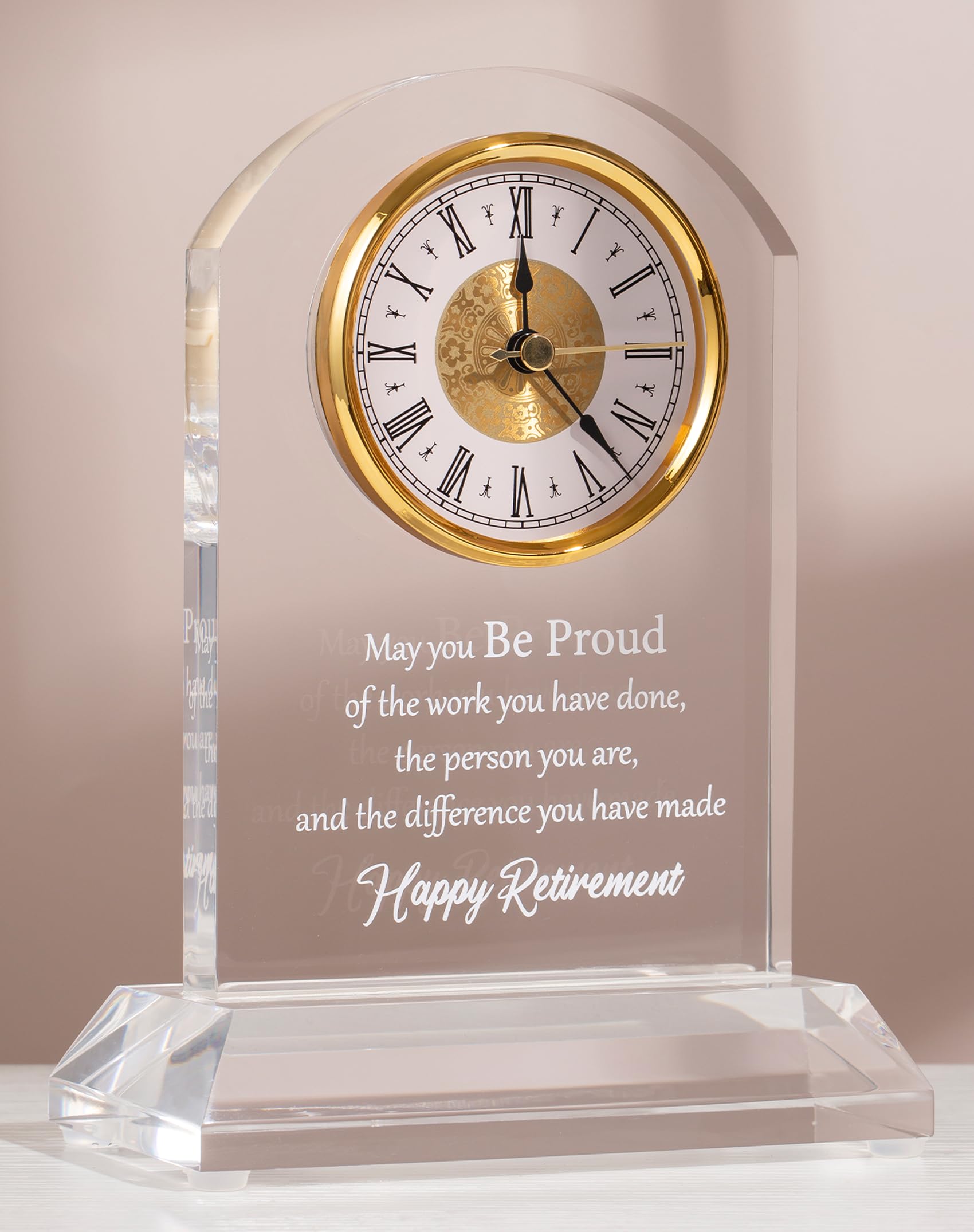 DEEWISH Retirement Clock - Quartz Desk Plaque Gifts for Women, Men, Boss, Teacher, Congratulations & Going Away
