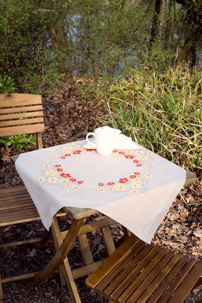 Vervaco "Poppies and Flowers Tablecloth Embroidery, 100 Percent Cotton, Multi-Colour