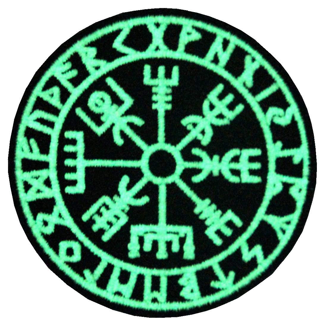Glow in Dark Vegvisir Viking Compass Norse Rune Morale Tactical Embroidered Applique Iron On/Sew On Patch