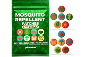 RiptGear Mosquito Patches - 150 Pack of Mosquito Stickers for Kids and Adults, Natural Mosquito Sticker, Citronella Patch Sticks to Any Surface - DEET Free