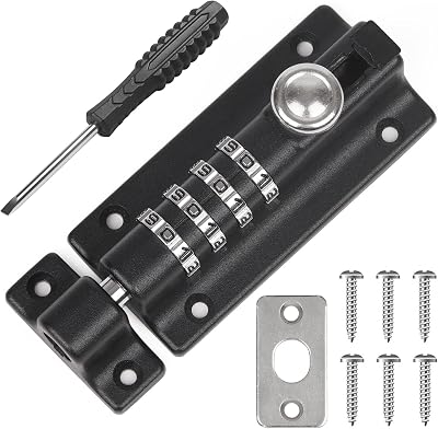 Weielt 4 Digit Sliding Combination Locking Bolt 120mm Stainless Gate Latch Black