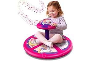 Flooyes Unicorn Sit and Spin Toys for Toddlers Girls 2 Years Old, Christmas Birthday Gifts for 1 2 3 4, with LED and Music, 360° Spin