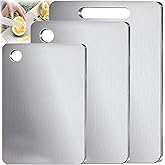 100% Pure Titanium Cutting Board Set of 3, Double-Sided Pure Cut Titanium Cutting Boards for Kitchen Dishwasher Safe, Food-Grade Metal Meat Chopping Board Mat for Home & Outdoor Camping (M+L+XL)
