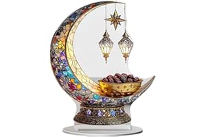Ramadan Decorations Eid Mubarak Moon Light, Acrylic Crescent Lamp with LED – Islamic Elegant Night Light for Home Table, Desk