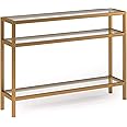 Henn&Hart 42" Wide Rectangular Console Table in Brass, Entryway Table, Accent Table for Living Room, Hallway