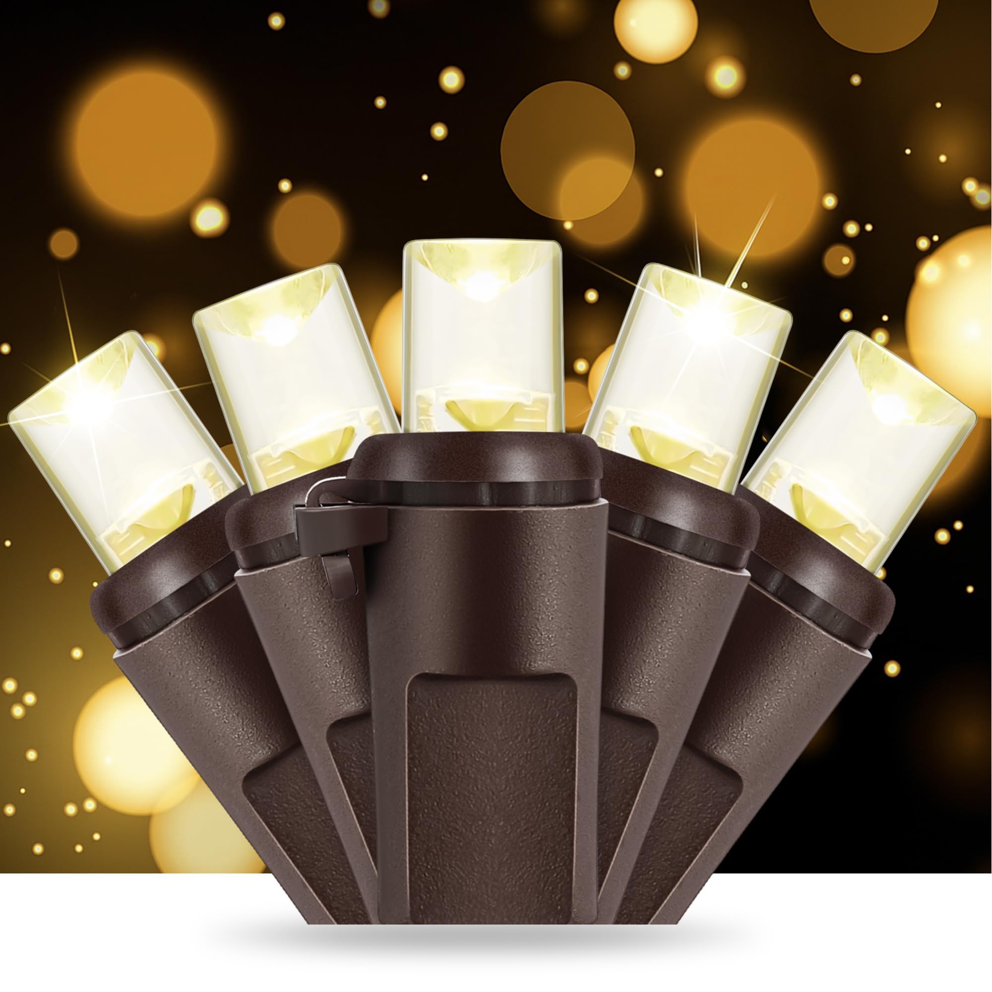 Photo 1 of HappyAlley Slow Twinkling Christmas Light, 100 LED 35Ft Pulsing Twinkle Lights for Christmas Tree, 5mm Wide Angle Soft Random Shimmering Set with Brown Wire Cord, Waterproof String Lights (Warm White)