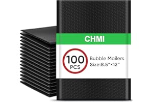 CHMI Black Bubble Mailers 8.5 x 12 Inch 100 Pack, Usable Size 8.25X12 Inch Poly Mailers,Mailing Envelopes,Shipping Mailer，Opaque Self Seal Adhesive Waterproof Bags for Packaging and Shipping.