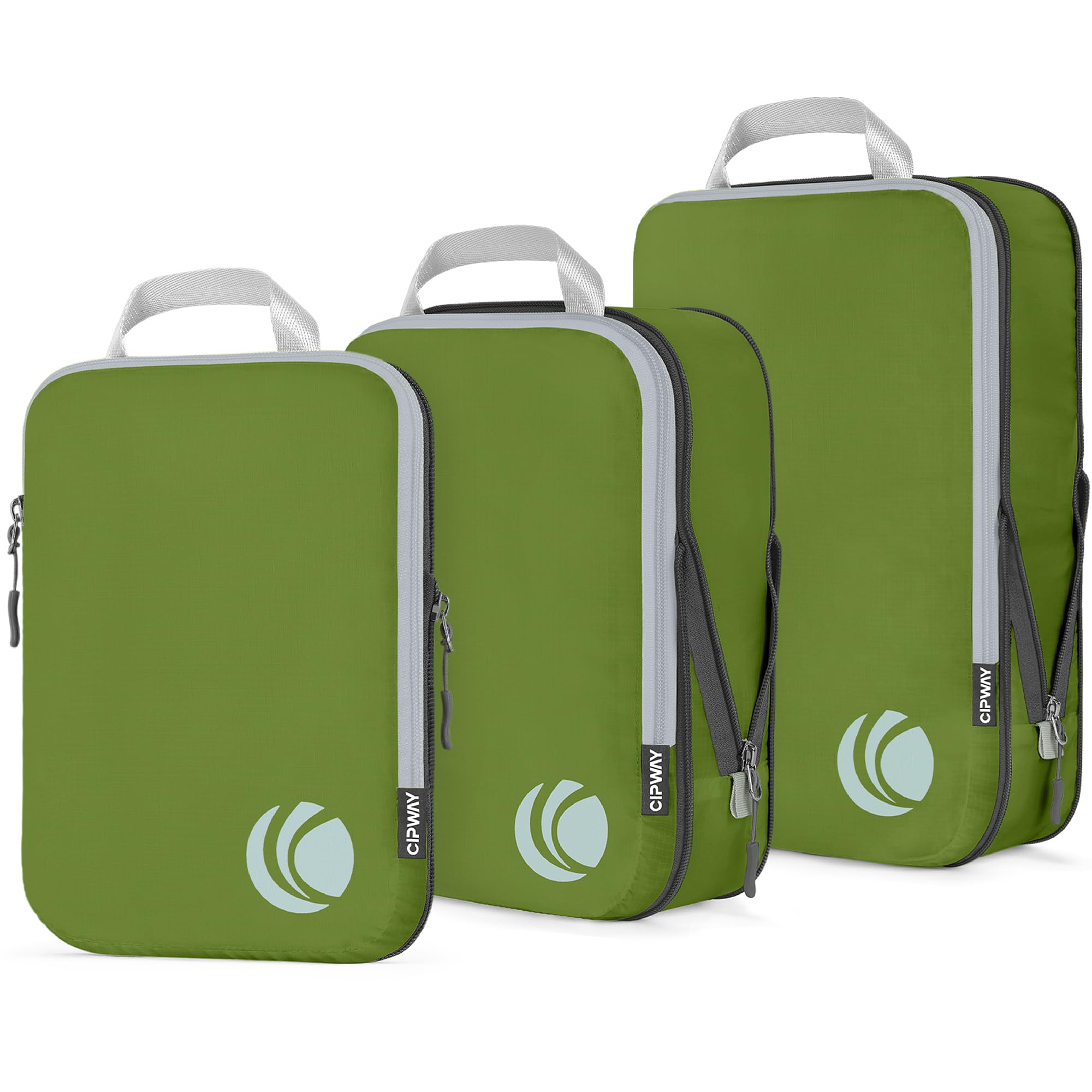 Cipway Compression Packing Cubes, 3 Set Ultralight Compressible Expandable Travel Organizers for Suitcase, Carry-On Luggage & Backpack (Green) — image 1