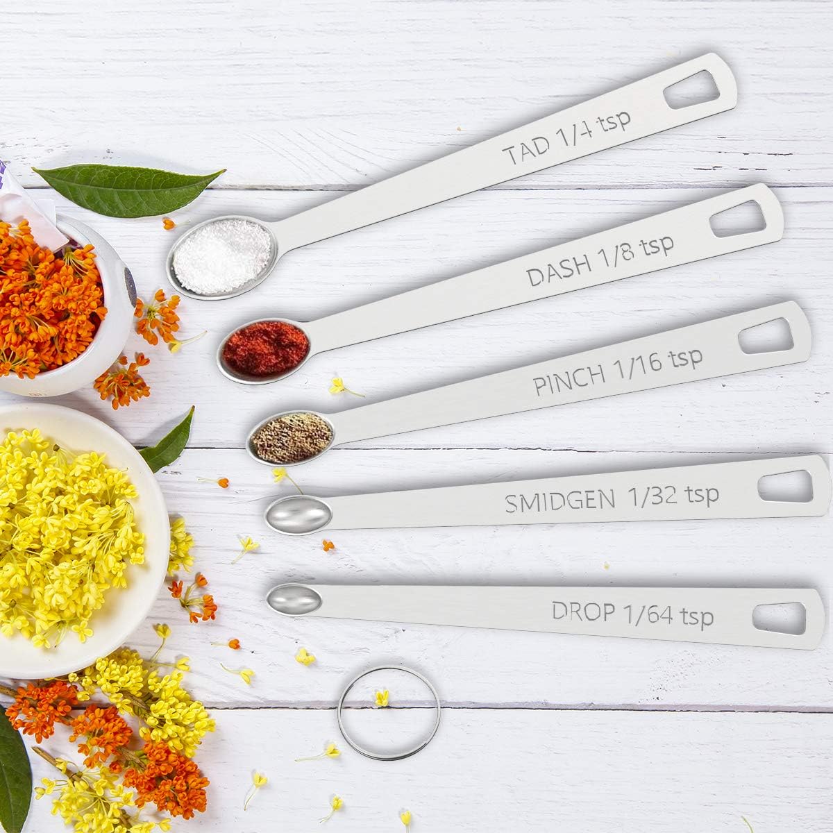 Wildone Measuring Cups & Spoons Set of 21 - Includes 7 Stainless Steel Nesting Measuring Cups, 8 Measuring Spoons, 1 Leveler & 5 Mini Measuring Spoons, Ideal for Dry and Liquid Ingredients: Kitchen & Dining
