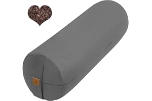 FelizMax Organic Buckwheat Bolster(24X9 in) Yoga Bolster Supportive Yoga Cushion for Restorative Yoga Accessories Meditation Pillow Reading Pillow Floor Pillow Large Round Cylinder