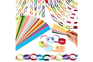 Lincia 1000 Sheets Paper Chain Garland Strips 1x8 Inch with Double Sided Tape, DIY Construction Paper Chains for Birthday Wed