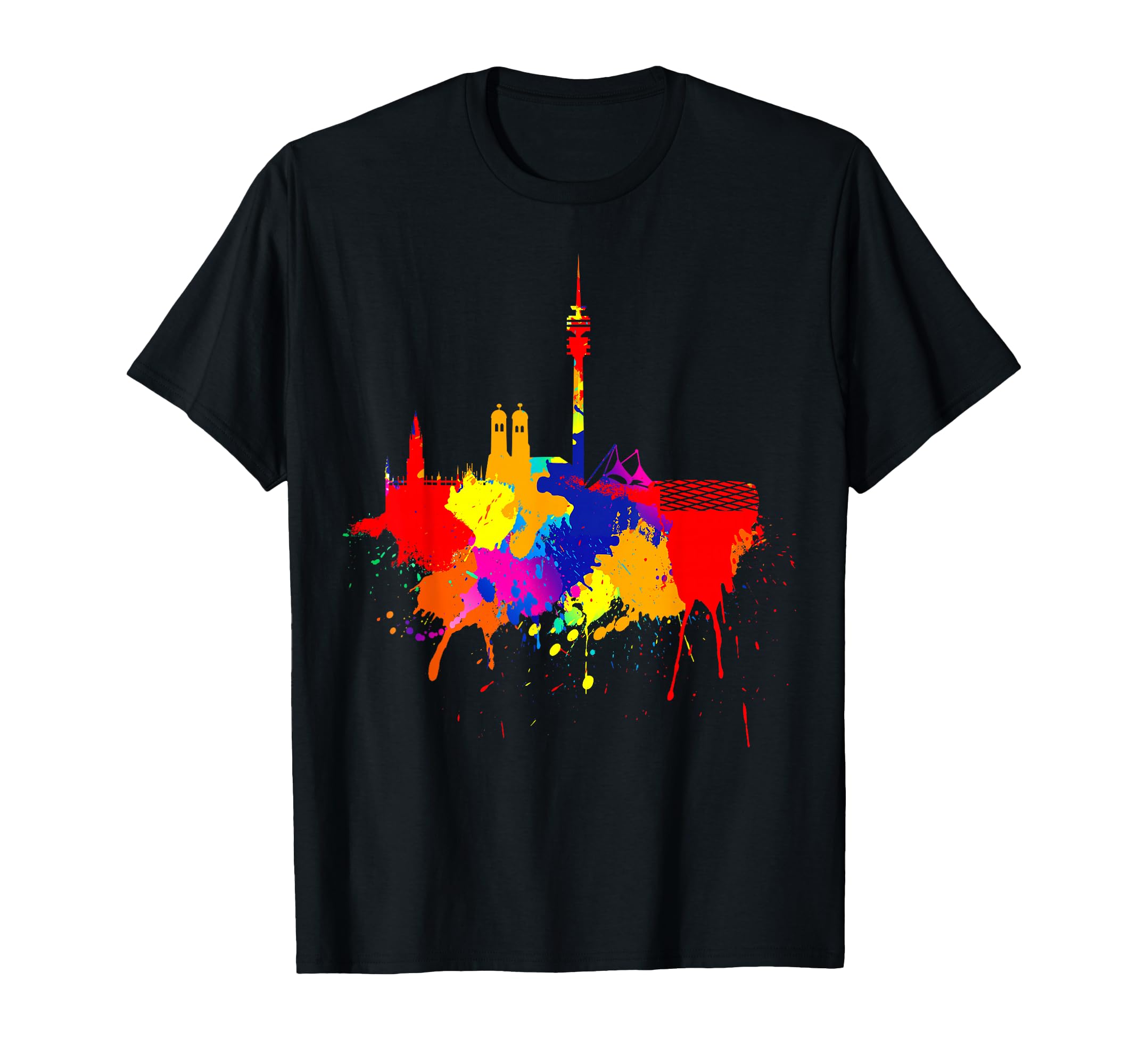 Munich Skyline Colored Painting Art I Love Munich T-Shirt