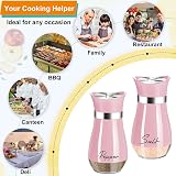 UDQYQ Salt and Pepper Shaker Set Glass 4 oz Pink with Funnel view 7