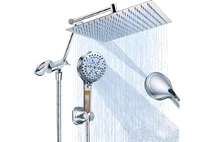 PALAS Rainfall Shower Head/Handheld Showerheads Combo, High Pressure Shower Head with Filter, Reinforced 60" Hose/Holder,Exte