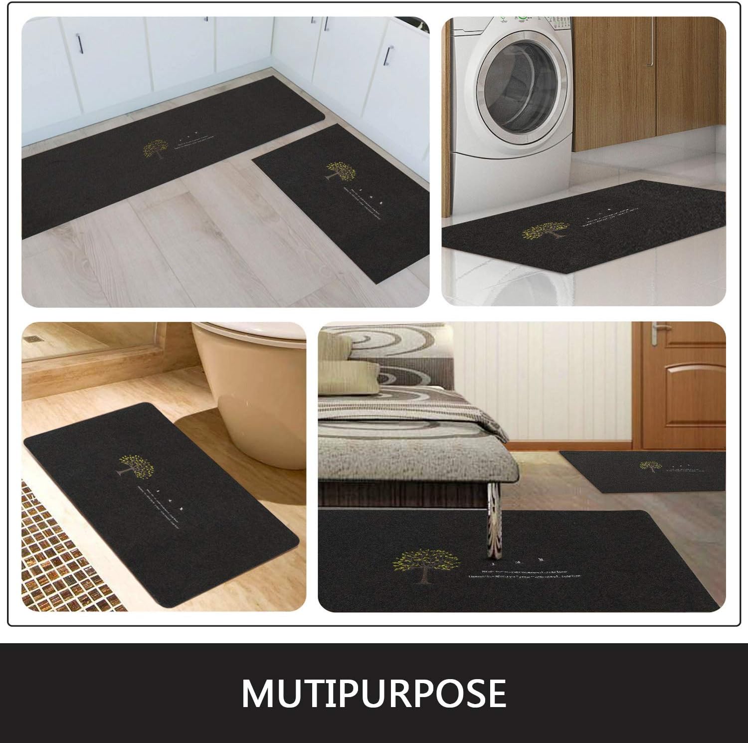 Aocii Kitchen Rugs and Mats 2 Piece Set, 20X32''+20x63'' Rugs for Floor, Kitchen Runner Easy Washable Area Rugs, Waterproof and Oil Absorbent Comfort Floor Mat, Dirt-Resistant Rugs (Gray Carriage): Kitchen & Dining