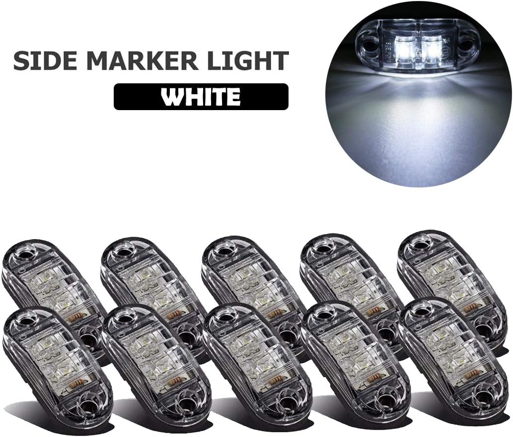 VIGORFLYRUN PARTS LTD10x LED Trailer Truck Clearance Side Marker Light 12V 24V Submersible Width lamp Clearance Lamp Turck Side Light Car Styling - White