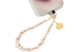 Little Fire Craft Beaded Phone Charm Nature Stone Cell Phone Wrist Strap Crystal Beaded Charm Stone Beads Chain Wrist Lanyard