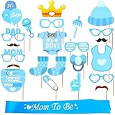 Its a Boy Decorations for Gender Reveal Photo Booth Props - Mom to Be Sash & Boy Props