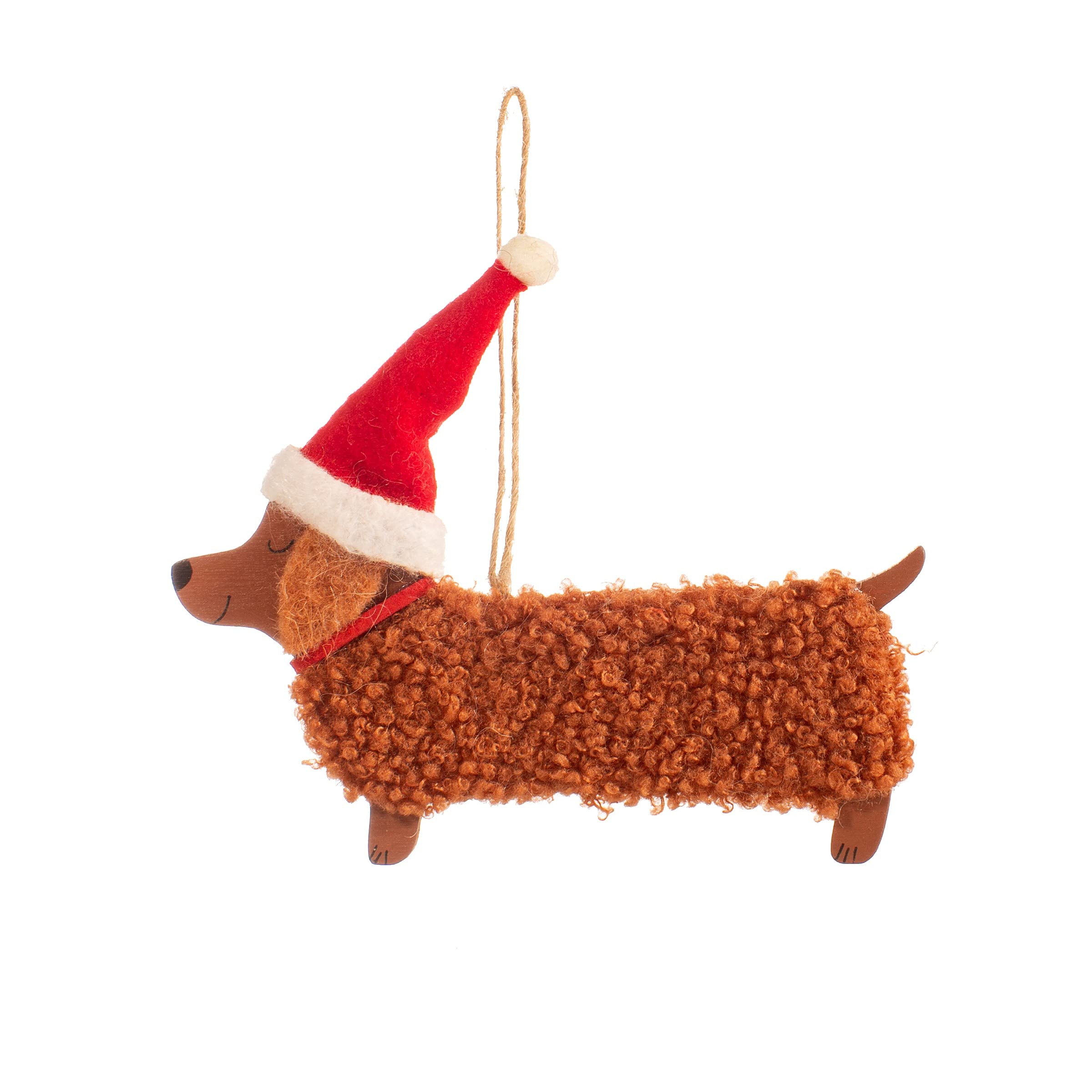 Sass & Belle Festive Daschund Hanging Decoration