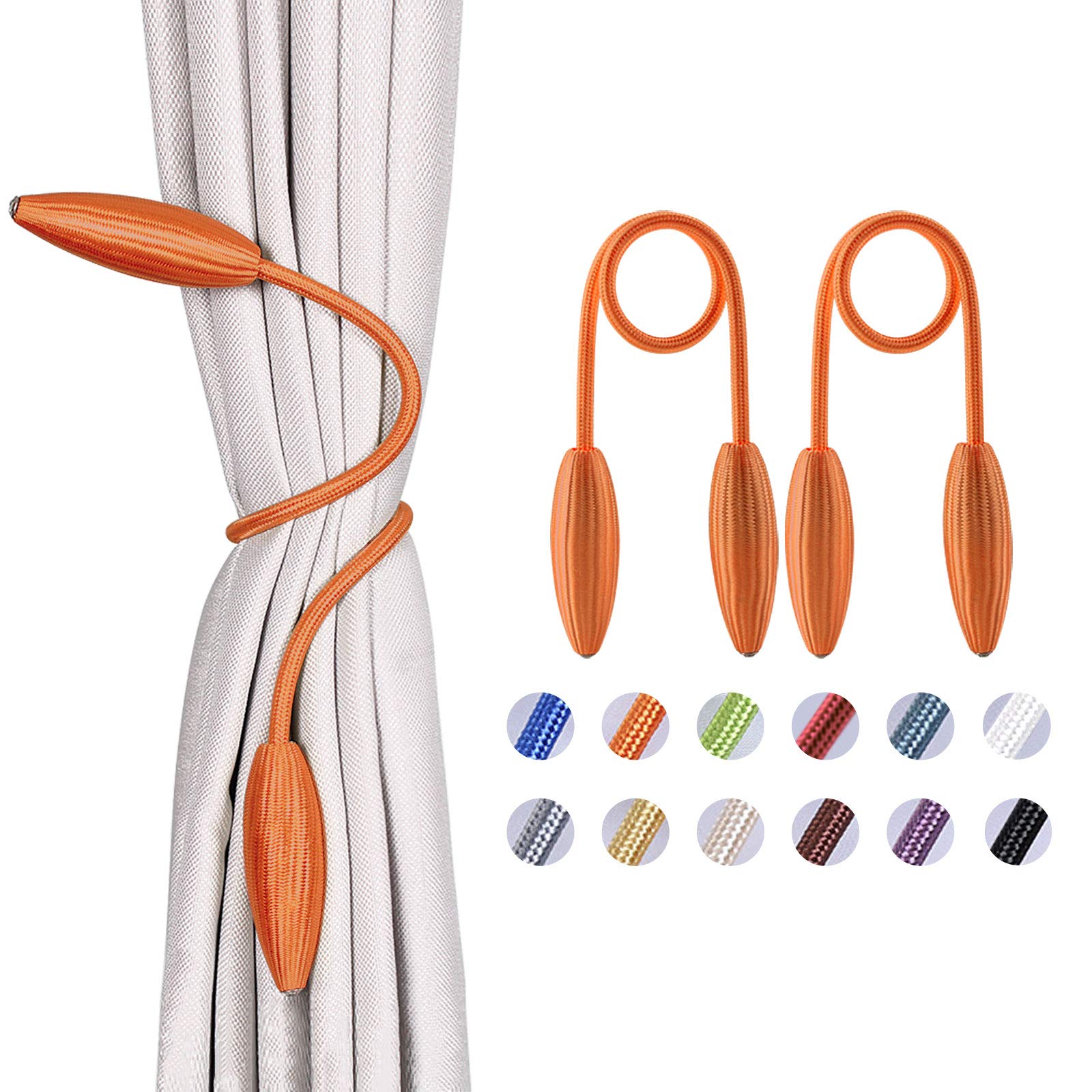 Pretty Jolly 2 Pack DIY Twist Curtain Tiebacks Creative Decorative Drape Tie Backs European Style Random Modelling Curtain Holdbacks for Home & Office Window Blackout & Sheer Drapery (Orange)