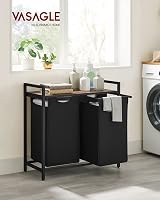 VASAGLE 2 Compartments Laundry Basket with Shelves Brown/Black Oxford Cloth view 2