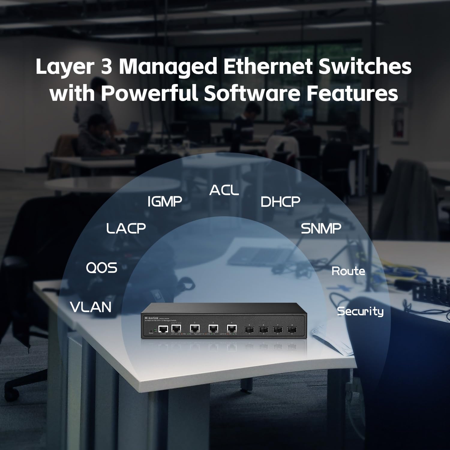 MokerLink 8-Port-10G-verwalteter Switch, 4x10G-Ethernet-RJ45-Ports, 4x10G-SFP+-Steckplatz, L3-Web/CLI-verwaltet, Netzwerk-Switch aus Metall für Desktop- oder Wandmontage 6
