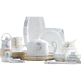 Porcelain China Dinnerware Set,Stoneware&amp;Ceramic Dinnerware Sets,Tableware | Handmade China Dinnerware Set,1300&deg;C Fired,Oriental Soil,Lightweight,Durable,Pure &amp; Easy to Clean,Smooth Surface,Origin