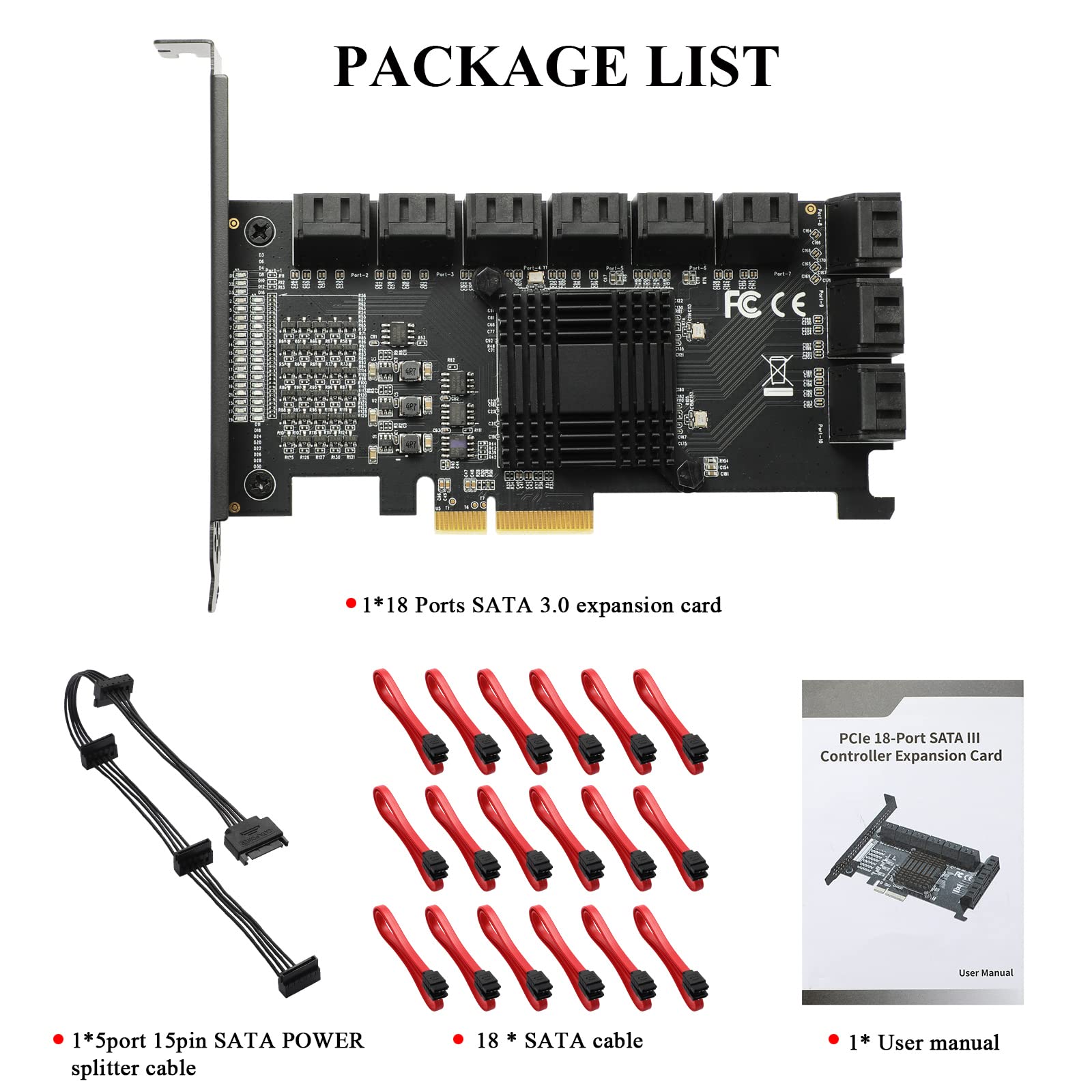 Mzhou 18 Port Sata Pcie Expansion Card - 6Gbps Sata Iii, Supports Pcie 4X/8X/16X Slots (Chip 1*Asm1166 + 4*Jmb575) - View 7