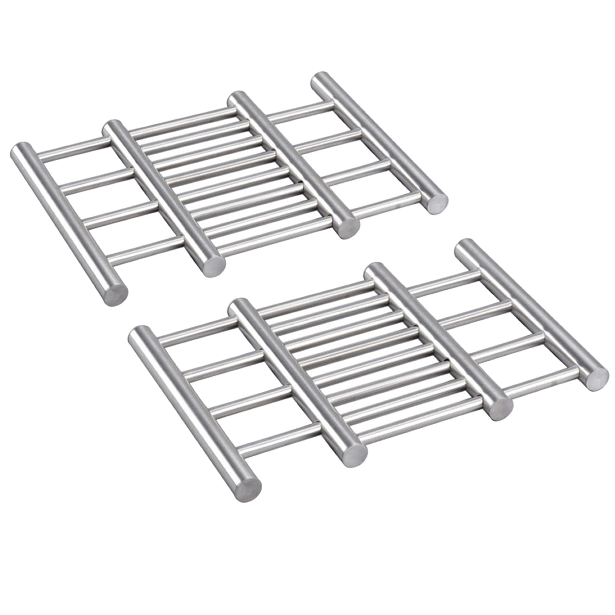 COM-FOURยฎ 2x trivet made of stainless steel - trivet for pot, pan, baking dish and wok - extendable approx. 22-38 x 20 x 1.8 cm (2 pieces)