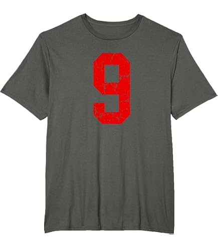 Amazon.com: Number 9 T-Shirt Vintage Nine Tee Sports Design T