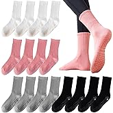 Tergy 8 Pairs Long Yoga Socks with Grip for Women Anti Skid Gripper Socks No Slip Socks for Pilates, Barre, Dance,Yoga