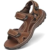 FLARUT Men's Athletic Sandals Sport Outdoor Hiking Sandals Open Toe Leather Walking Sandals Beach Water Shoes