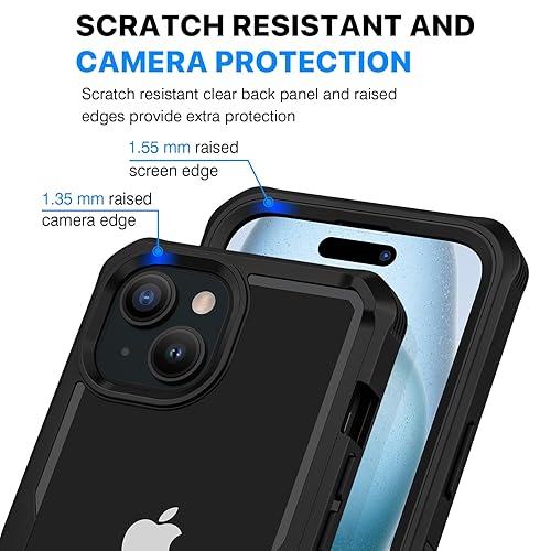 CENHUFO iPhone 15 Case, with Built-in Anti Peep Tempered Glass