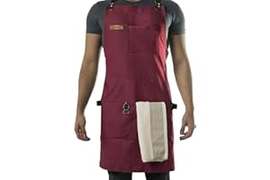 Asaya Chef BBQ and Work Apron with Bottle Opener - Hand Towel-Durable 10oz Cotton Canvas,Brass Hardware and Cross Back Straps