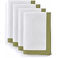 Solino Home Linen Napkins Set of 4 – 100% Pure Linen Avocado and White Cloth Napkins 20 x 20 Inch – Washable Dinner Napkins for Winter – Classic
