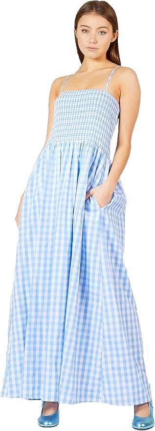 blue gingham maxi dress