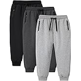 Gihuo Boys Sweatpants Athletic Workout Kids Joggers with Zipper Pocket Drawstring Active Casual Soft Jogging Sweat Pants