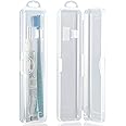 Patelai 2 Pack Travel Size Toothbrush Case Holder Portable Clear Toothbrush and Toothpaste Storage Container Hard Plastic Transparent Carrying Box for Traveling