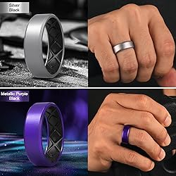 Egnaro Men's Silicone Rings, 7.5mm Wide 2.5mm Thick