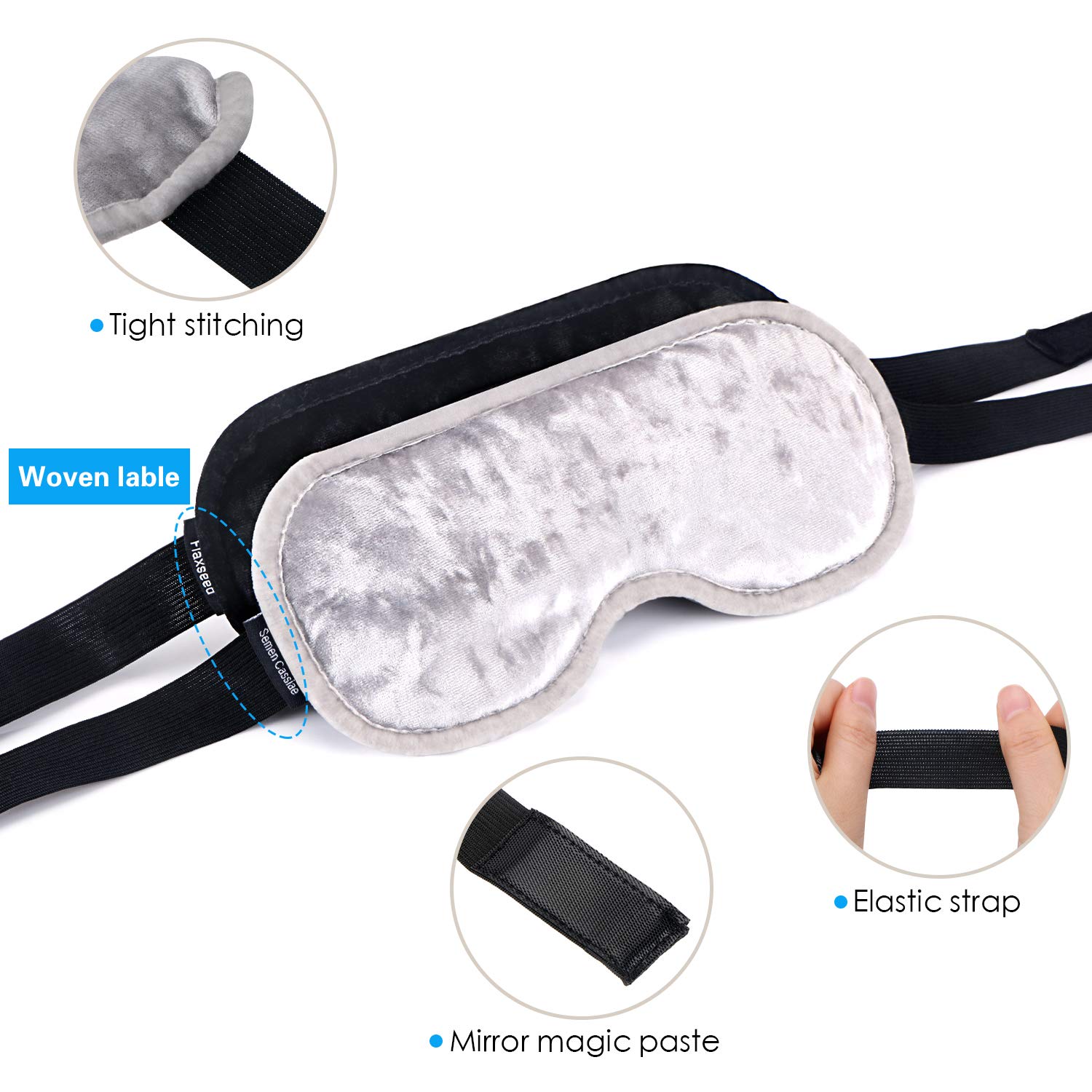 Hot Eye Mask for Dry Eyes Moist Heat Eye Compress (2 Packs), Topoint Dry Eye Mask with Flaxseed Cassia Seed Sleep Mask Healthy Therapies, Black Grey